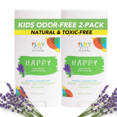 PLAY PITS - Kids Deodorant for Girls & Boys - Natural - Aluminum-Salt Free - Safe for Sensitive Skin - HAPPY is Infused w/Lavender Essential Oils - Non-Toxic & Paraben Free - 2.65oz - 2pk