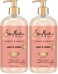SheaMoisture Shampoo Coconut and Hibiscus,for Thick,Curly Hair,to Cleanse & Hydrate,24 oz,(Pack of 2)