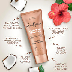 SheaMoisture Whole Body Deo Cream Coconut & Hibiscus 3 count for All-Day Odor Control, with No Aluminum, 2.5 oz