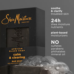 SheaMoisture Bar soap African Black Soap 4 count Soothe and Clarify Skin Soothing and Clarifying bar soap with 24h shea moisture nutrients for Healthy, Glowing Skin 8 oz