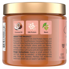 SheaMoisture Define & Shine Styling Gel + Flaxseed Coconut&Hibiscus Hydrates,Holds Your Style All Day Infused With Glycerin,Coconut Oil an Invigorating Sweet Scent ParabenFree Frizz Control Gel 15OZ