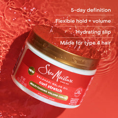 SheaMoisture Curl Stretch Multi-tasking Volume Cream Kalahari Melon Oil and a Tropical Vacation Scent With Hydrating Hyaluronic Serum, Defines Type 4 Curls For Days 11 Fl Oz, (Pack of 2)