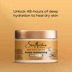 SheaMoisture Deeply Moisturizing Body Butter with Raw Shea Butter, Argan Oil and Pro-Ceramides, Rich Hydration & Healing of Dry Skin, 48H Moisturizing 11.5 oz, (Pack of 2)