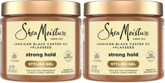 SheaMoisture Strong Hold Styling Gel+Flaxseed Jamaican Black Castor Oil Gives Controlled Style,Infused With Castor Seed Oil,SheaButter & Indulgent Scent ParabenFree AntiFrizz Hair Gel 15oz (Pack of 2)