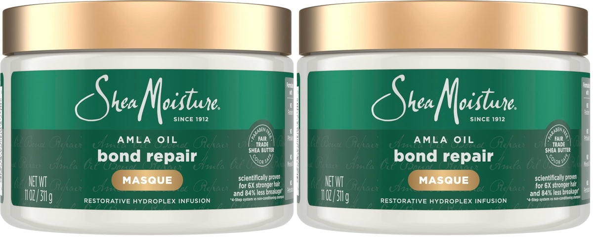 SheaMoisture Bond Repair Masque Amla Oil Deeply Moisturizes and Visibly Repairs Damage with Hydroplex Technology and Amla Oil for Stronger Hair with Restorative HydroPlex Infusion 11 oz,(Pack of 2)