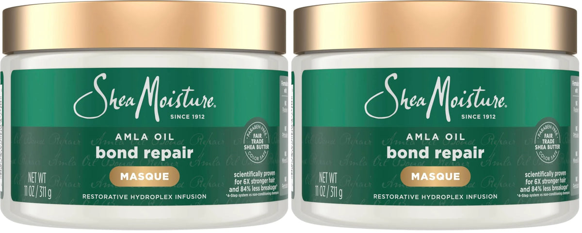 SheaMoisture Bond Repair Masque Amla Oil Deeply Moisturizes and Visibly Repairs Damage with Hydroplex Technology and Amla Oil for Stronger Hair with Restorative HydroPlex Infusion 11 oz,(Pack of 2)
