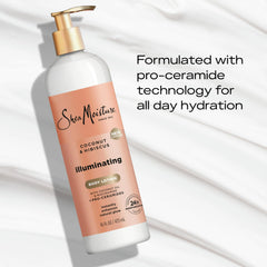 SheaMoisture Illuminating Body Lotion with Coconut Oil, Hibiscus, Niacinamide and Pro-Ceramides, Instantly Enhancing Skin's Natural Glow, 24H Moisturizing 16 oz, (Pack of 2)