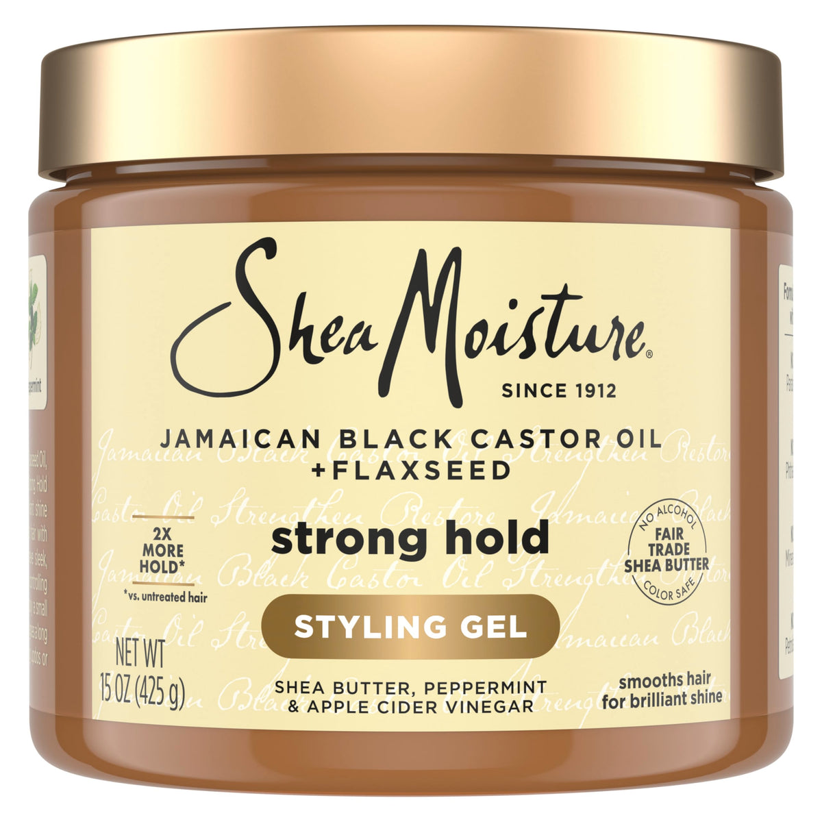 SheaMoisture Strong Hold Styling Gel+Flaxseed Jamaican Black Castor Oil Gives Controlled Style,AllDay Hold,Infused With Castor Seed Oil,SheaButter & Indulgent Scent ParabenFree AntiFrizz Hair Gel 15oz | Jamaican