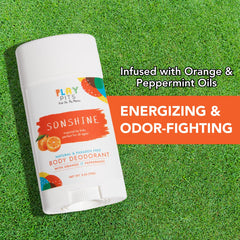 PLAY PITS - Kids Deodorant for Girls & Boys - Natural - Aluminum-Salt Free - Safe for Sensitive Skin – SONSHINE is Infused w/Orange & Peppermint Oils - Non-Toxic & Paraben Free - 2.65oz - 2pk