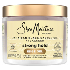 SheaMoisture Edge Control Strong Hold Gel+Flaxseed Jamaican Black Castor Oil Keeps Edges in Place,No Flakes,Infused With Hydrolyzed Corn Starch,Glycerin,Indulgent Scent ParabenFree AntiFrizz Gel 3.5oz