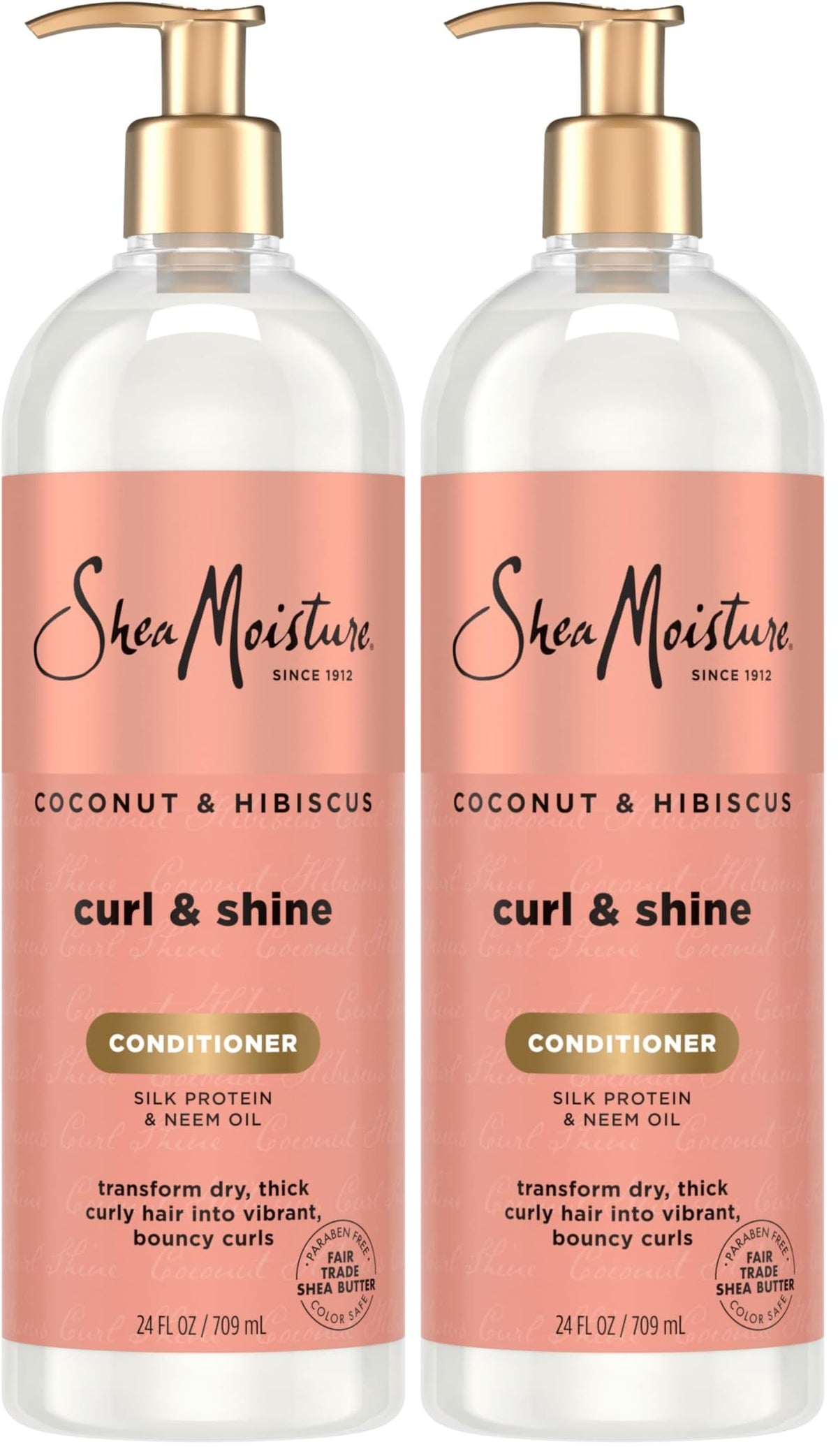 SheaMoisture Curl & Shine Conditioner Coconut & Hibiscus,for Thick,Curly Hair,to Moisturize-& Soften,24 oz,(Pack of 2)