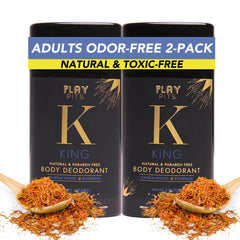PLAY PITS - 2 Pack - Natural Deodorant - Safe for Men & Women w/Sensitive Skin - Clean, Non-Toxic, & Paraben Free – KING Scent - Infused w/Essential Oils – 2.65 Oz.