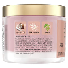 SheaMoisture Define&Shine Edge Gel + Flaxseed Coconut&Hibiscus Holds and Controls Edges All Day Infused With Glycerin,Coconut Oil and an Invigorating Sweet Scent Paraben-Free Hair 3.5 OZ,(Pack of 2)