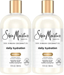 SheaMoisture Shampoo, 13 oz, All Hair Types | Daily Hydration | Virgin Coconut Oil | Sulfate-Free | Pack of 2