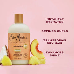 SheaMoisture Curl and Shine Coconut Shampoo Coconut & Hibiscus for Curly Hair Paraben Free Shampoo 13 oz