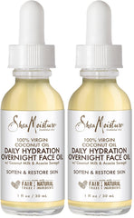 SheaMoisture Overnight Face Oil for All Skin Types 100% Virgin Coconut Oil for Daily Hydration 1 oz,(Pack of 2)