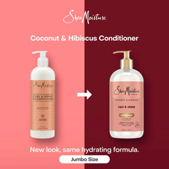 Shea Moisture Curl & Shine Conditioner Coconut & Hibiscus, for Thick, Curly Hair, to Moisturize & Soften, 24 Fl oz