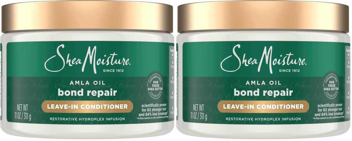 SheaMoisture Bond Repair Leave-In Conditioner Amla Oil Protects Against Damage, Strengthens With Hydroplex Technology For Less Breakage With Restorative HydroPlex Infusion 11FlOz, (Pack of 2)