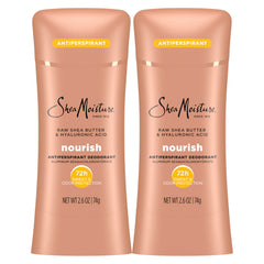 SheaMoisture Antiperspirant Deodorant Stick Moisturizing Raw Shea Butter & Hyaluronic Acid 2 Count for 48HR Sweat & Odor Protection with No Parabens & No Mineral Oil 2.6 oz