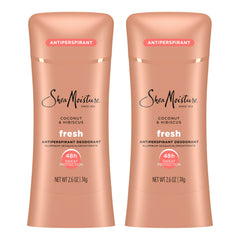 SheaMoisture Antiperspirant Deodorant Stick Fresh Coconut & Hibiscus 2 Count for 48HR Sweat & Odor Protection with No Parabens & No Mineral Oil 2.6 oz