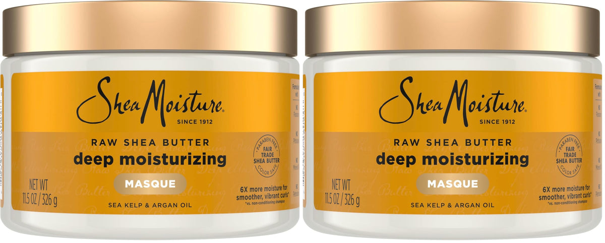 SheaMoisture Raw Shea Butter Deep Moisturizing Hair Masque for Curly Hair Raw Shea Butter Deep Conditioner to Moisturize and Renew-Hair 11.5 oz,(Pack of 2)