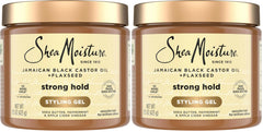 SheaMoisture Strong Hold Styling Gel+Flaxseed Jamaican Black Castor Oil Gives Controlled Style,Infused With Castor Seed Oil,SheaButter & Indulgent Scent ParabenFree AntiFrizz Hair Gel 15oz (Pack of 2)