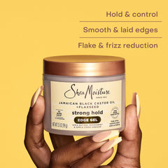 SheaMoisture Edge Control Strong Hold Gel+Flaxseed Jamaican Black Castor Oil Keeps Edges in Place,No Flakes,Infused With Hydrolyzed Corn Starch,Glycerin,Indulgent Scent ParabenFree AntiFrizz Gel 3.5oz